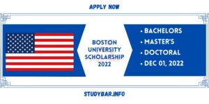 Boston University Scholarship 2022